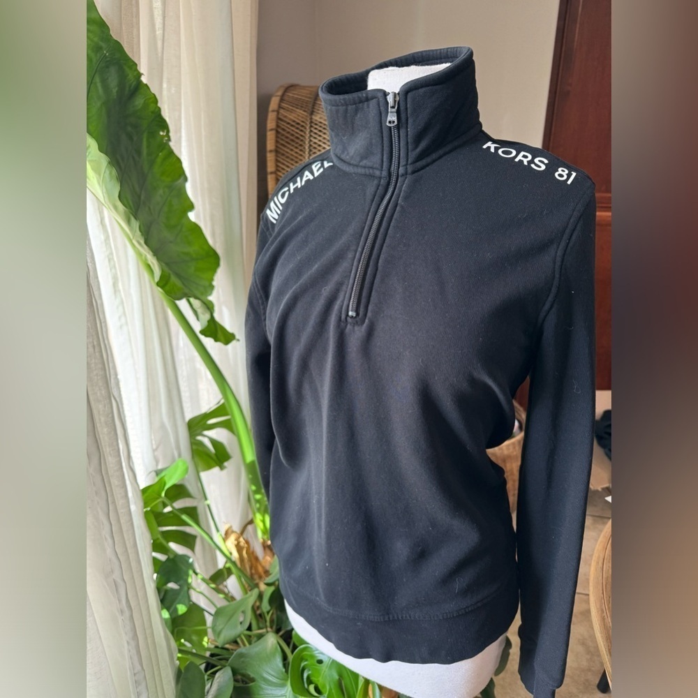 Michael‎ Kors Black Logo Quarter Zip Pullover | Women’s Size S